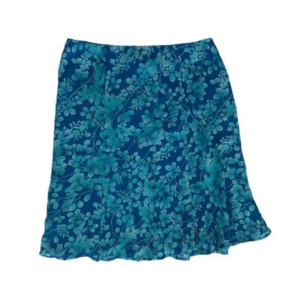 vintage evan-picone petite blue floral midi flowy skirt size 8P (medium) - Picture 1 of 8